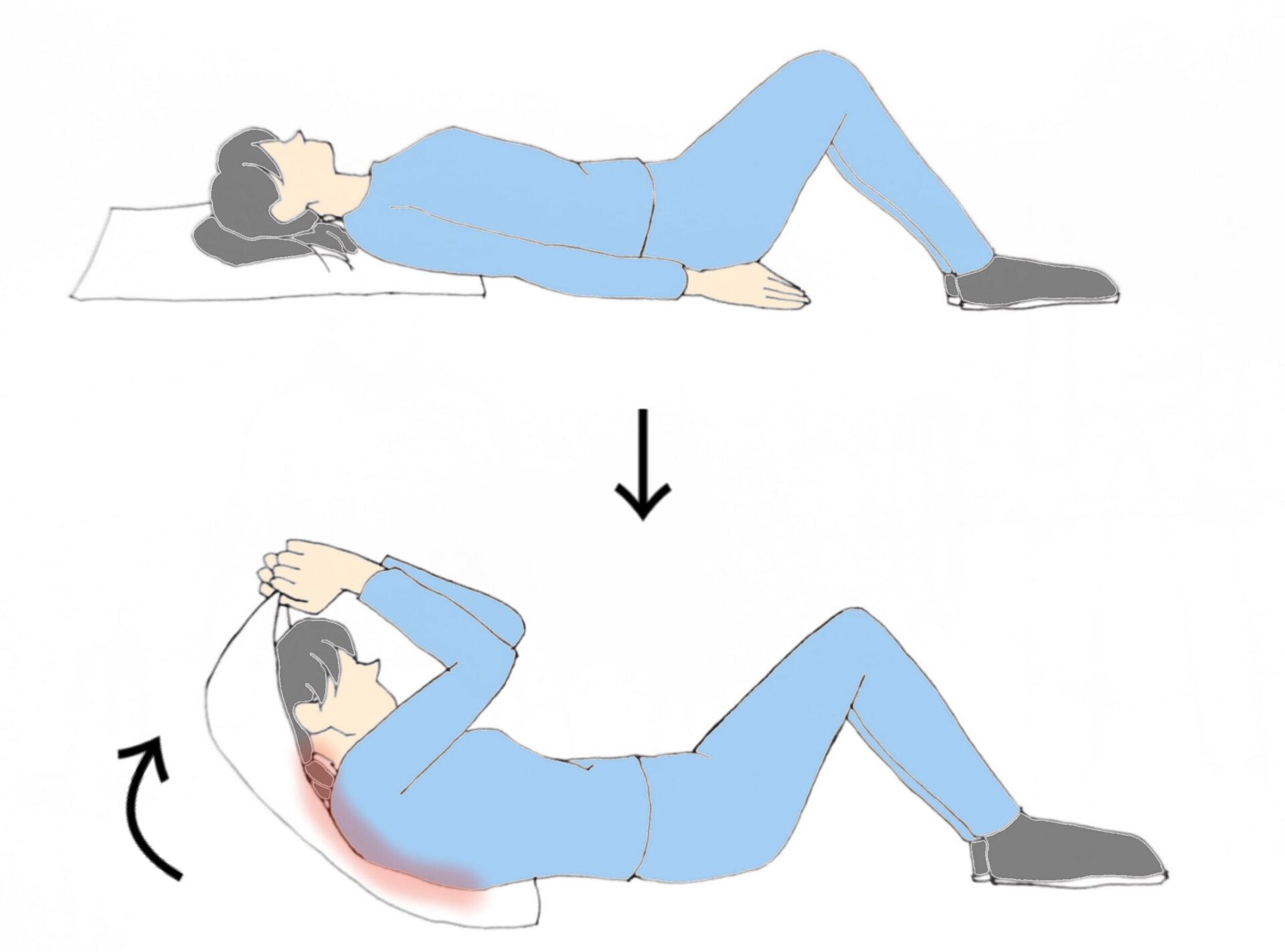 タオルを使う寝たままでの僧帽筋のストレッチメニュー