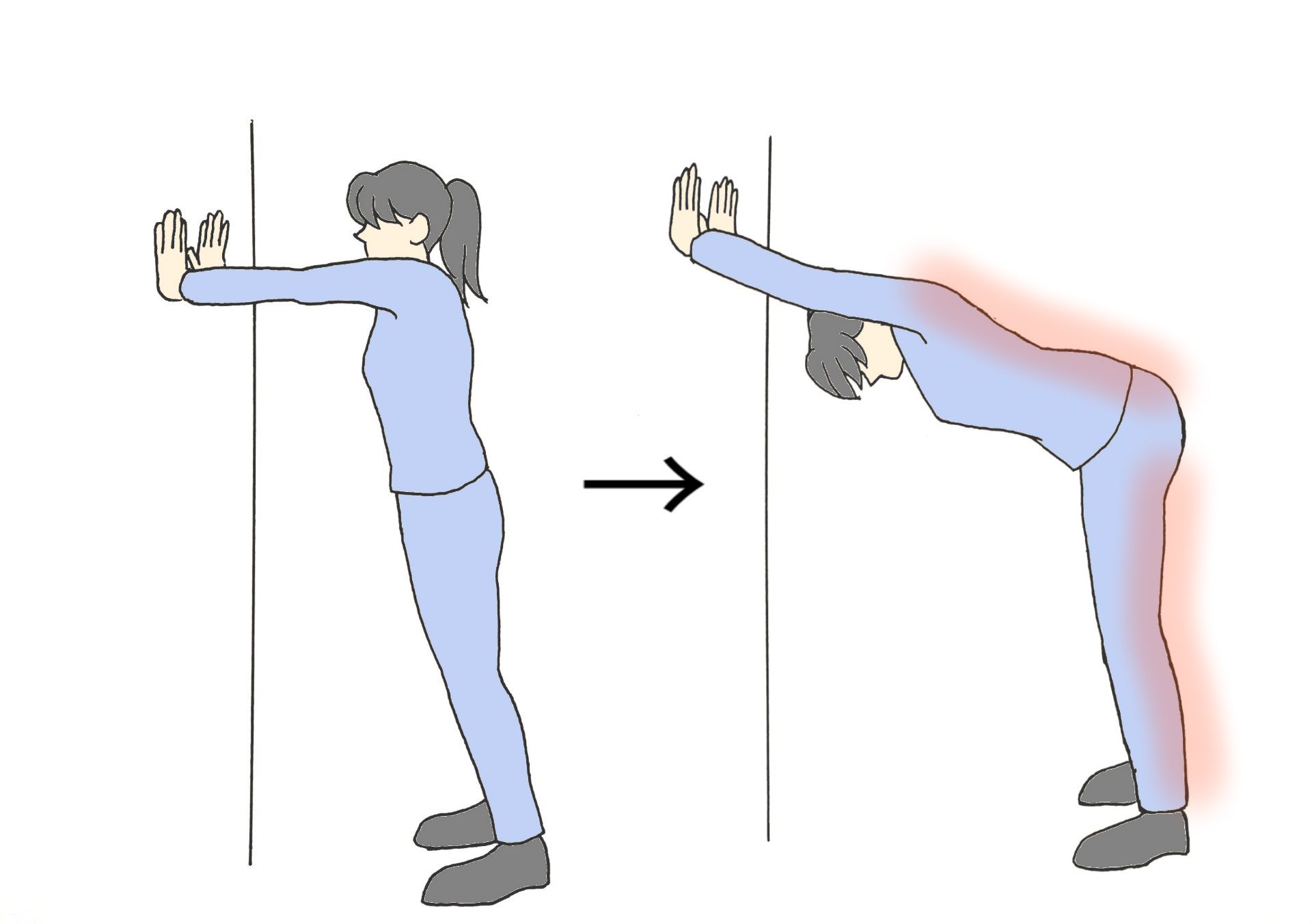 壁を使う広背筋ストレッチのやり方