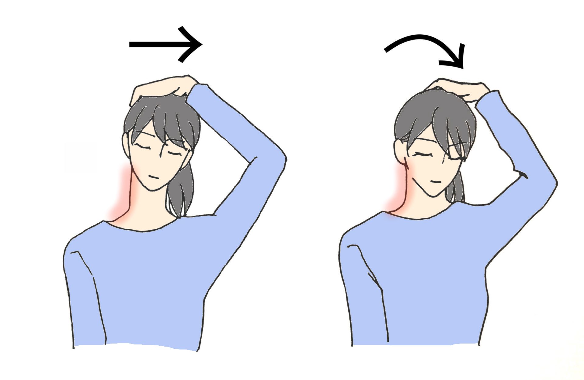 ③：首の緊張を取るストレッチ